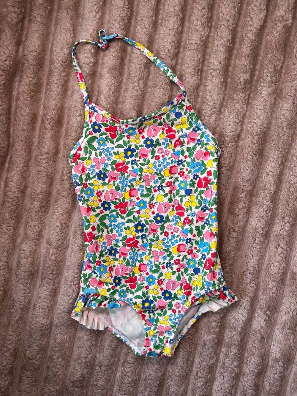 Mini Boden Girls Floral Ruffle Swimsuit Size 4-5Y